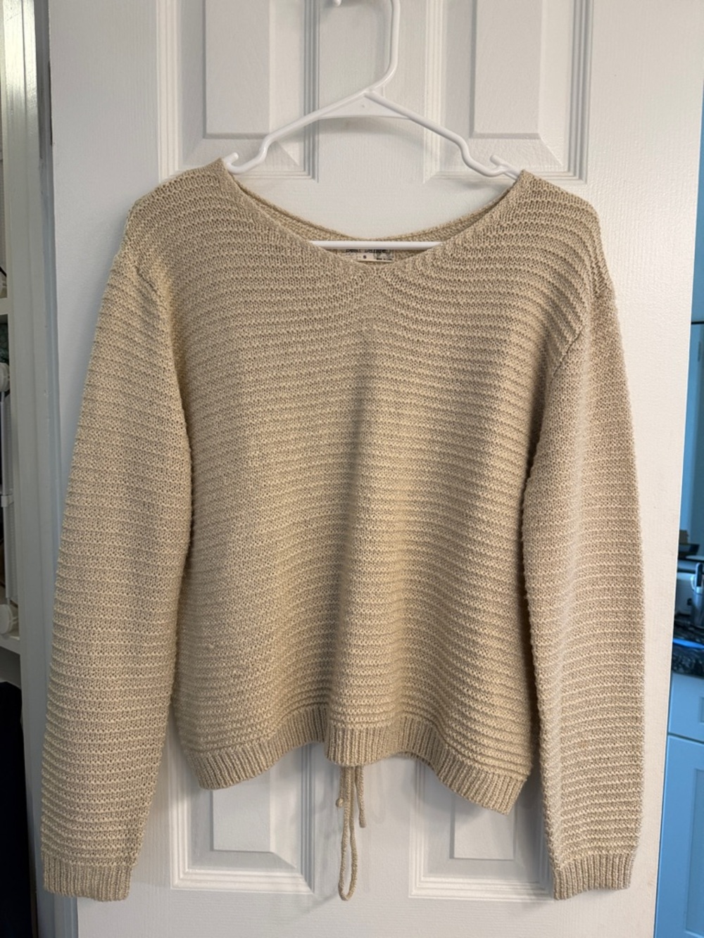 Bear Dance Cream Scoop Neck Knit Sweater